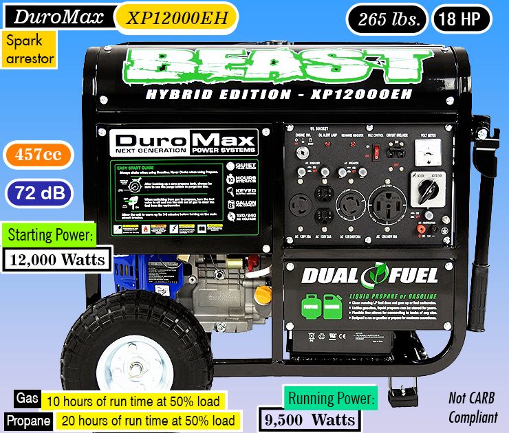 Duromax XP12000EH Bi-Fuel- Hybrid-